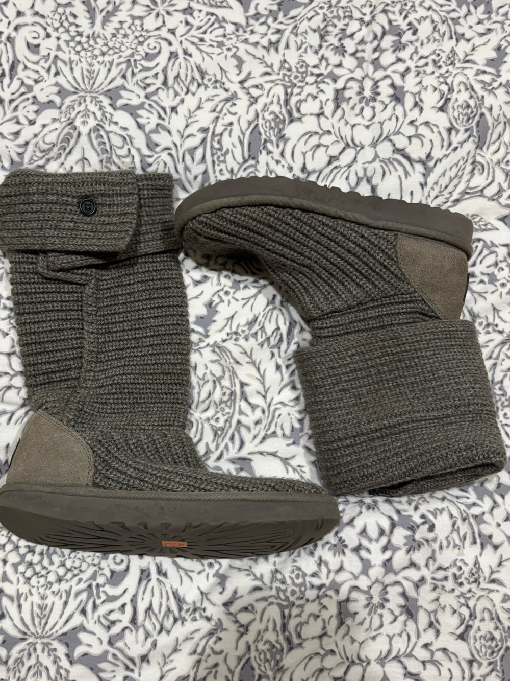 UGG Charcoal Knit Mid-Calf Button Boot
